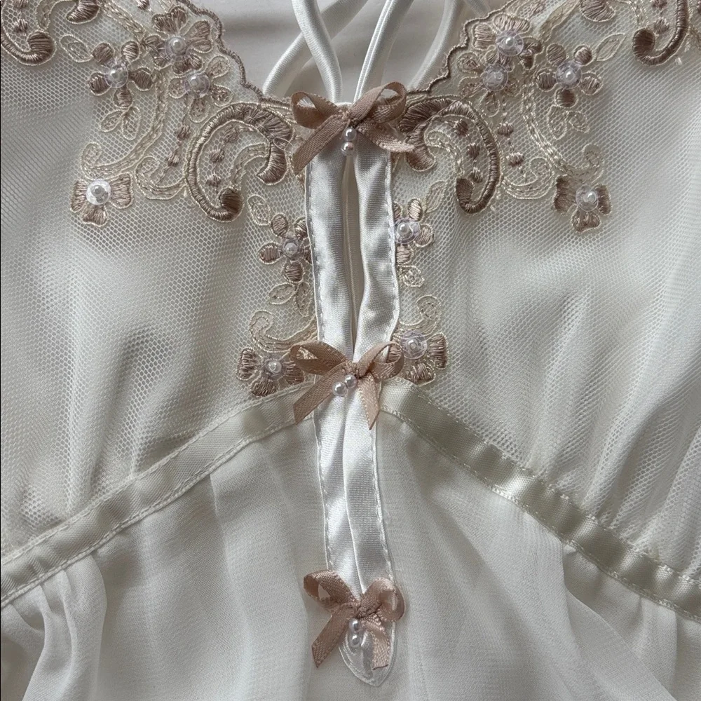 Vintage Y2K Princess Slip Dress White Renaissance Girly 90 L New Fairy Romantic - Picture 11 of 16